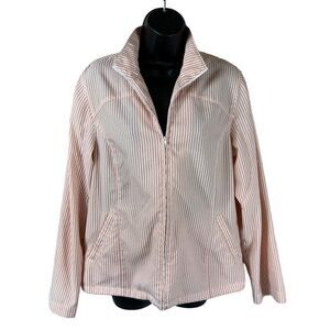 Women’s Orvis Peach White Zip Front Seersucker Jacket